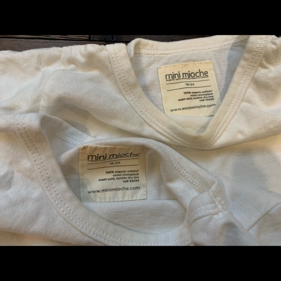 White Mini Mioche made in Canada short sleeve onesies - Picture 2 of 2